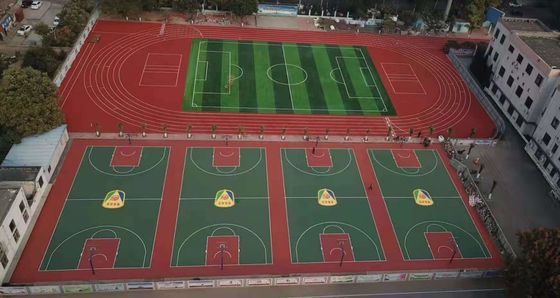 3.5mpa SPU Basketball Flooring Anti Slide Waterproof Red For School Sports Court