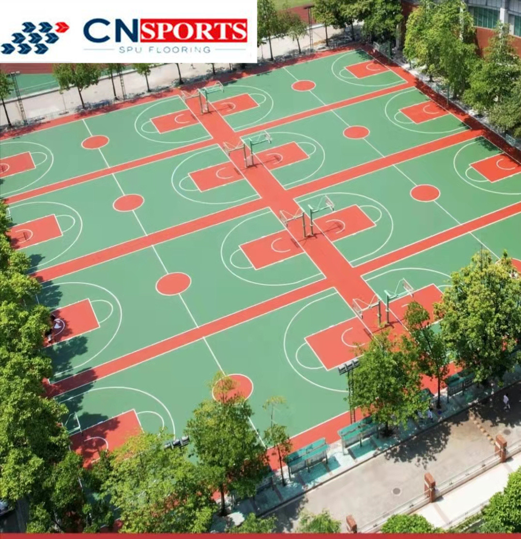 Silicon Polyurethane Basketball Rubber Flooring Blue Red