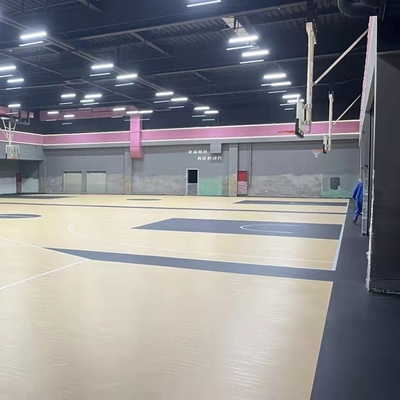 Professional Indoor Wooden Texture SPU Basketball Court Flooring Antislip Colorful