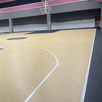 Indoor Outdoor Wooden Texture SPU Basketball Court Surfaces Non Toxic Eco Friendly